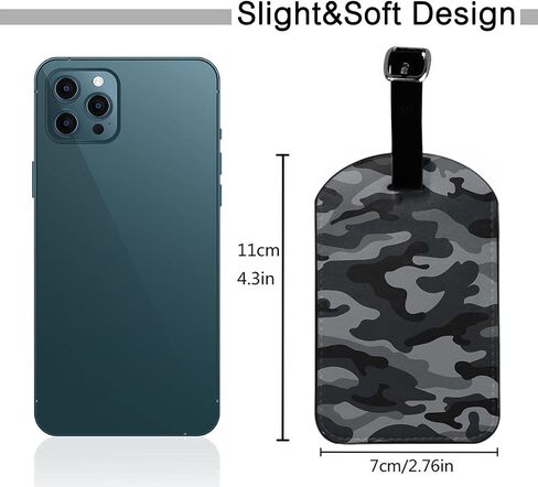 Zoczos Camouflage Suitcase Tags Identifiers Repeats Seamless Pattern Black Gray Hunting Woodland Design PU Leather ID Label for Women Men Girls Travel Baggage Bag Tags Set, 1 Pack in Saudi Arabia