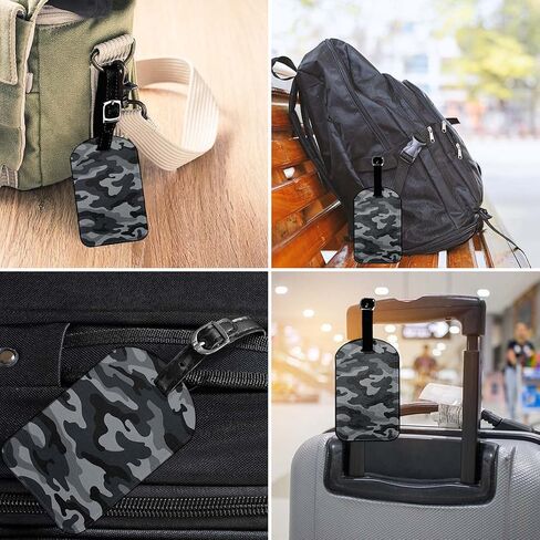 Zoczos Camouflage Suitcase Tags Identifiers Repeats Seamless Pattern Black Gray Hunting Woodland Design PU Leather ID Label for Women Men Girls Travel Baggage Bag Tags Set, 1 Pack in Saudi Arabia