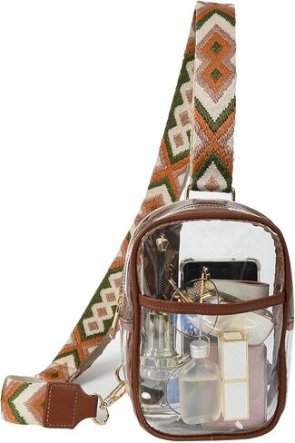 Yaopeing Clear Sling Bag, See Through Fashion Fanny Pack for Women Men,Transparent Crossbody Bags Stadium Approved,Clear Purses for with Adjustable Strap for Concert (Black with Black Strap) in Kuwait