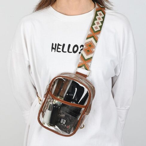 Yaopeing Clear Sling Bag, See Through Fashion Fanny Pack for Women Men,Transparent Crossbody Bags Stadium Approved,Clear Purses for with Adjustable Strap for Concert (Black with Black Strap) in Kuwait