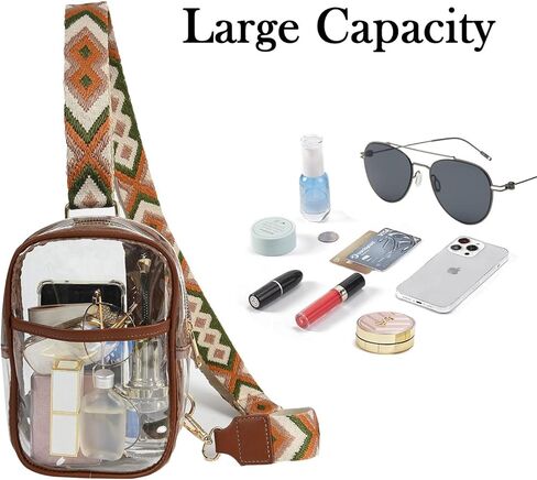 Yaopeing Clear Sling Bag, See Through Fashion Fanny Pack for Women Men,Transparent Crossbody Bags Stadium Approved,Clear Purses for with Adjustable Strap for Concert (Black with Black Strap) in Kuwait