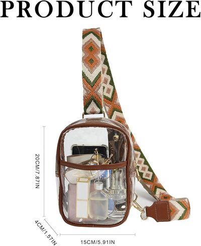 Yaopeing Clear Sling Bag, See Through Fashion Fanny Pack for Women Men,Transparent Crossbody Bags Stadium Approved,Clear Purses for with Adjustable Strap for Concert (Black with Black Strap) in Kuwait