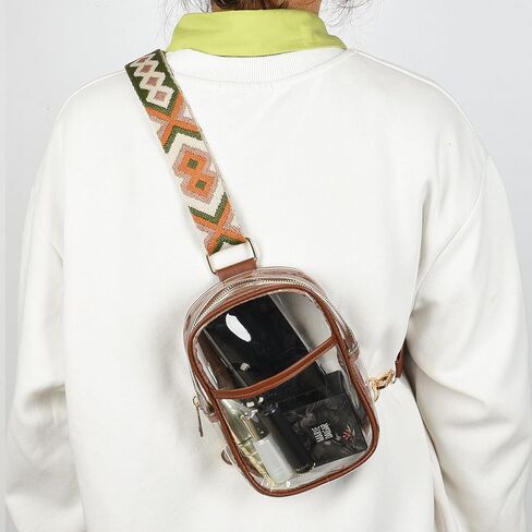 Yaopeing Clear Sling Bag, See Through Fashion Fanny Pack for Women Men,Transparent Crossbody Bags Stadium Approved,Clear Purses for with Adjustable Strap for Concert (Black with Black Strap) in Kuwait