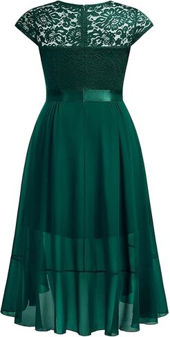 فستان Miusol نسائي مقاس كبير مكشكش من الدانتيل والدانتيل المتباين من الشيفون الرسمي لوصيفة العروس وحفلات الكوكتيل in Kuwait