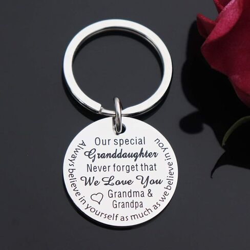 CHENVA Grandparents to Granddaughter Gifts Never Forget That We Love You Keychain Inspirational Gift for Granddaughter in Saudi Arabia