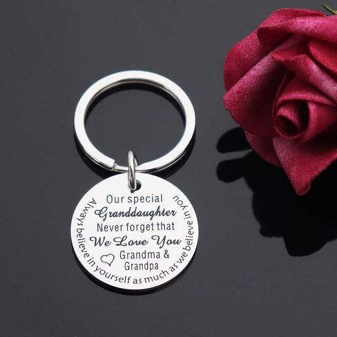 CHENVA Grandparents to Granddaughter Gifts Never Forget That We Love You Keychain Inspirational Gift for Granddaughter in Saudi Arabia