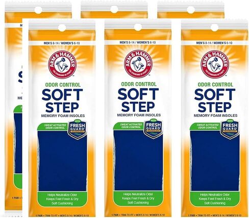 Arm & Hammer Odor Control Soft Step Insoles, Memory Foam Insoles for Men, Memory Foam Insoles for Women, Best Insoles for Standing All Day, Foot Inserts, Shoe Inserts Men and Women -1 Pair in Saudi Arabia