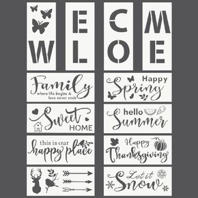 Arteza Stencils for Painting, 12 Unique Holiday Designs, 15.9 x 13.78 Inches, Thick Plastic Holiday Stencils, Art Supplies for Christmas Parties, Family Activities