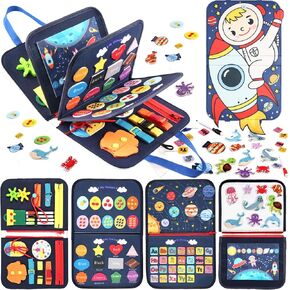 Busy Board Montessori Toy for Toddlers, Sensory Board for Preschool Learning Fine Motor Skills, Activity Board for 1 2 3 4 5 Year Old Toddlers Travel Toy for Plane Car, Gift for Boys Girls (Blue) in Saudi Arabia