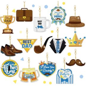 Ecally 15 Pcs Patriotic 4th of July Diamond Painting Keychains Patriotic 5D Full Diamond Painting Key Rings DIY Keychain Supplies Diamond Art Ornaments Key Chain for Independence Day Decor (Dad) in Kuwait