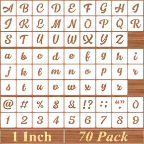 4 Inch Alphabet Letter Stencils - 70 Pack Letter Number Stencil Templates with Signs for Painting on Wood, Reusable Calligraphy Numbers and Letters Stencils for Chalkboard Fabric Wood Signs in Kuwait