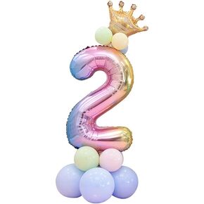 DUILE 32"Large Size Rainbow Number 1 Balloon Set Children's Birthday Party Aluminum Foil Balloon Set (5) in Kuwait