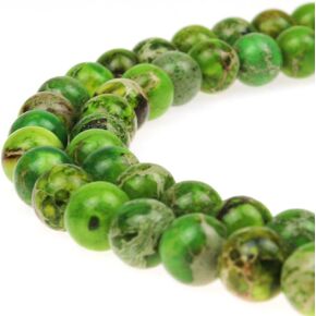 JarTc Natural Stone 6 Colors Sea Sediment Imperial Jasper Round Loose Beads for Jewelry Making (8mm, Yellow) in Saudi Arabia