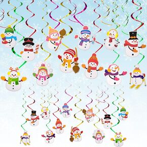 36 Pieces Snowman Hanging Swirls Decorations Winter Hanging Ceiling Streamers Red Gold Green Rose for Winter Birthday Party Decorations Snowman Christmas Xmas Holiday Supplies in Kuwait