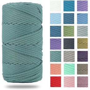 Polyester Cord 4mm 160 Yards Braided Macrame Cord, Elastic Yarn for Crocheting, Polyester Rope for DIY Hand Craft Bag Basket Cushion Home Decorations Projects