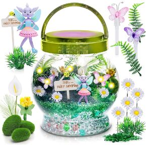 Amitié Lane Fairy Garden Kit - DIY Light Up Terrarium Kit for Kids - Fairy Gifts for Girls Ages 5, 6-8, Little Girl Toys, Crafts for Girls - Birthday Gift for Five Year Old Girl