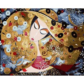 مجموعة تلوين بالارقام للبالغين والاطفال والمبتدئين من بودينوك، مجموعة طلاء اكريليك ذاتية الصنع، طلاء بالارقام على القماش، رسم سيدة غامضة in Kuwait