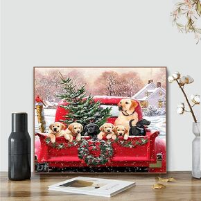 Kimily DIY الطلاء بالأرقام للبالغين والأطفال عيد الميلاد شاحنة الطلاء بالأرقام DIY اللوحة مشهد عيد الميلاد الاكريليك الطلاء بالأرقام مجموعة الطلاء جدار المنزل غرفة المعيشة ديكور غرفة نوم شاحنة عيد الميلاد الكلب in Kuwait