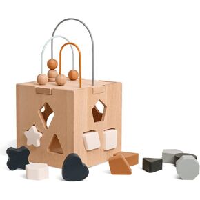 ألعاب مركزية مكعبة خشبية للأنشطة من bopoobo مع أداة فرز على شكل متاهة من الخرز لـ 1-3 ألعاب مونتيسوري للأطفال الصغار ألعاب تعليمية خشبية تنموية للأطفال in Kuwait