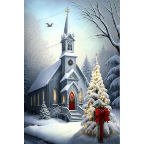 Church in The Snow Diamond Painting Diamond Painting Kits for Adults - 5D Beginner's Full Diamond Decoupage Handmade Painting Pasted by Numbers,for Home Decor Christmas Decorations 30X40cm