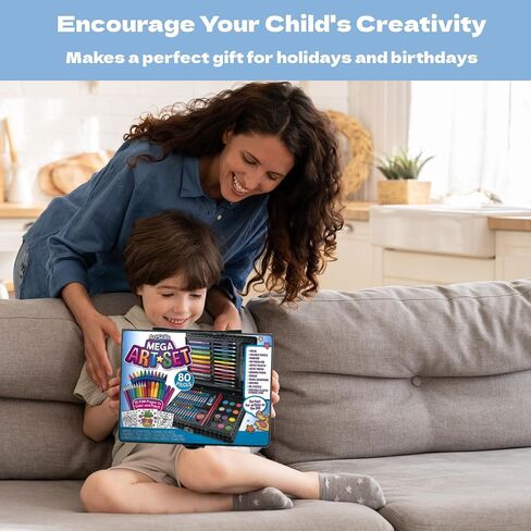 ArtSkills Mega Art Set, Arts and Crafts Supplies, Includes Colored Pencils, Stencil Letters, Markers, Watercolor Paint, Crayons, 80 Pieces in Saudi Arabia
