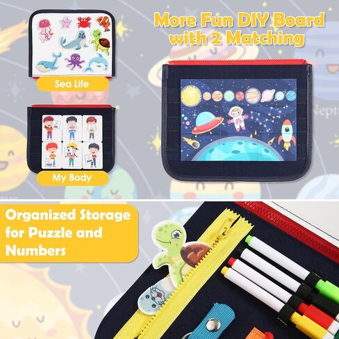 Busy Board Montessori Toy for Toddlers, Sensory Board for Preschool Learning Fine Motor Skills, Activity Board for 1 2 3 4 5 Year Old Toddlers Travel Toy for Plane Car, Gift for Boys Girls (Blue) in Saudi Arabia