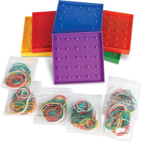 Learning Resources 5-Inch Double-Sided Assorted Geoboard Shapes - 6 Pieces, Ages 5+ Kindergarten Learning Toys, Math Manipulatives for Kids,Back to School Supplies, Teacher Supplies in Saudi Arabia