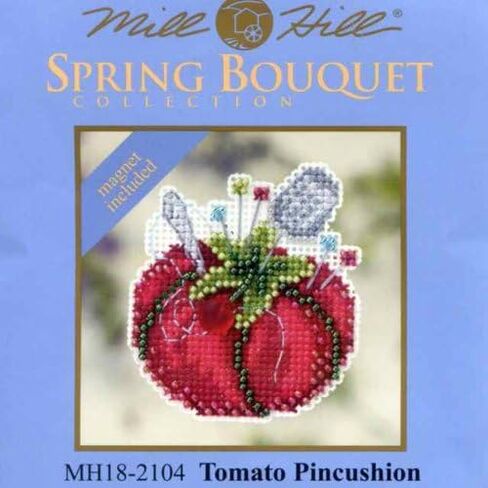 Tomato Pincushion Beaded Counted Cross Stitch Ornament Kit Mill Hill 2012 Spring Bouquet MH-182104 by Mill Hill in Saudi Arabia
