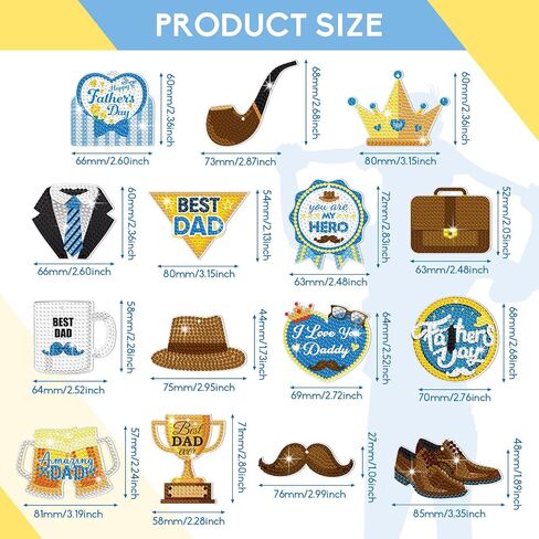 Ecally 15 Pcs Father's Day Diamond Painting Keychain Fathers Day 5D Diamond Art Ornaments Dad Gift Diamond Painting Key Rings for Family Party Decor DIY Craft in Saudi Arabia