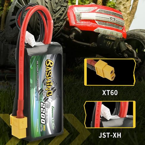 Gens ace 2S Lipo Battery 7.4V 2200mAh 35C Soft Case Pack with XT60 Plug for Ompatible with Rc TRX 1/16 E-Revo VXL Summit Slash Losi 1/14 Mini 8ight and Rc Cars in Saudi Arabia