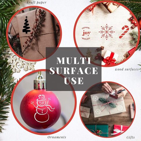 استنسل صغير للكريسماس - 3 × 3 انش | استنسل الكريسماس قابل لاعادة الاستخدام | مجموعة استنسل زينة للعطلات 24 قطعة in Kuwait