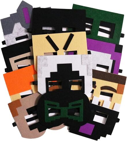 DOEA 12 Packs Miner Pixel Masks for Kids Party Favors, Miner Theme Birthday Party Decorations Photo Booth Prop Role Playing Party Supplies in Kuwait