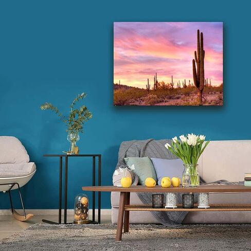 لوحة فنية ساجواروس الماسية الماسية الماسية لأشعة الشمس الصحراوية الصبار بمنظر طبيعي DIY 5D مجموعة طلاء ألماس كاملة (مجموعة بالرقم)، مجموعات الرسم الماسية للبالغين (30.48 × 40.64 سم) in Kuwait