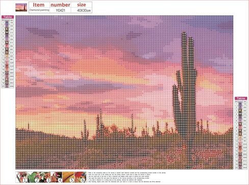 لوحة فنية ساجواروس الماسية الماسية الماسية لأشعة الشمس الصحراوية الصبار بمنظر طبيعي DIY 5D مجموعة طلاء ألماس كاملة (مجموعة بالرقم)، مجموعات الرسم الماسية للبالغين (30.48 × 40.64 سم) in Kuwait