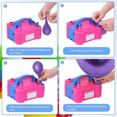 مضخة بالونات كهربائية، فوهة مزدوجة محمولة عالية الطاقة (110 فولت ~ 120 فولت، 600 وات)، منفاخ بالونات هواء لتزيين لوازم حفلات أعياد الميلاد (هدايا: أداتان للربط، 10 بالونات) in Kuwait