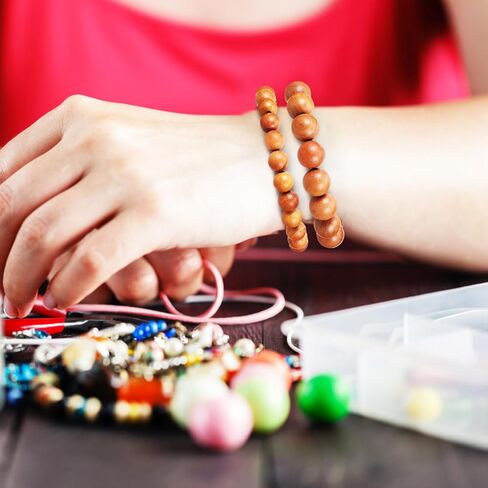 100 قطعة من الخرز الخشبي من NOLITOY خرز فاصل فضفاض لصنع الأساور والإكسسوارات المصنوعة يدويًا (8 مم، 12 مم) in Kuwait