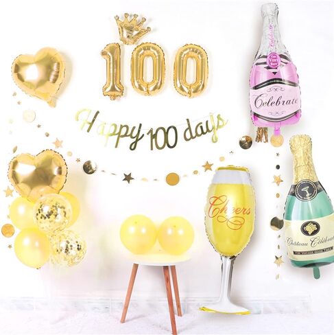 18PC الألومنيوم فيلم الشمبانيا زجاجة النبيذ كأس الزجاج بالونات الهيدروجين، TACYKIBD مايلر احباط بالونات الهيليوم وبالونات اللاتكس، الديكور لحفل عيد ميلاد مهرجان الاحتفال بالذكرى السنوية التخرج in Kuwait