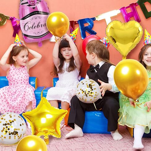 18PC الألومنيوم فيلم الشمبانيا زجاجة النبيذ كأس الزجاج بالونات الهيدروجين، TACYKIBD مايلر احباط بالونات الهيليوم وبالونات اللاتكس، الديكور لحفل عيد ميلاد مهرجان الاحتفال بالذكرى السنوية التخرج in Kuwait