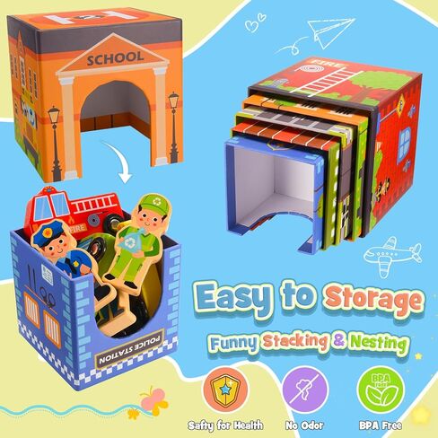 Toddler Toys Stacking Toys for Toddlers 1-3, Car Garage Nesting and Sorting Montessori Toys for 1 2 3 Year Old Boys Girls Preschool Educational Learning Toys Baby Number Blocks Nesting Boxes Gifts in Kuwait