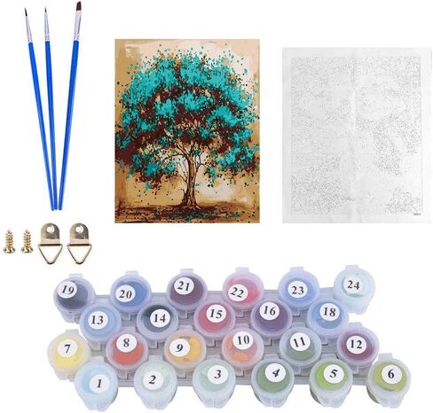 كيميلي مجموعة طلاء شجرة بالارقام يمكنك تركيبها بنفسك من الاكريليك حسب الارقام للبالغين والاطفال لتزيين جدران المنزل وغرفة المعيشة وغرفة النوم in Kuwait