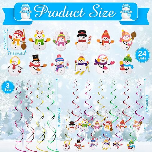36 Pieces Christmas Hanging Swirl Decorations Snowman Ceiling Hanging Decorations Classroom Winter Hanging Ceiling Decorations for Indoor Outdoor Happy Christmas Holiday Winter Party Decor in Saudi Arabia