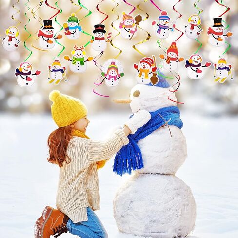 36 Pieces Christmas Hanging Swirl Decorations Snowman Ceiling Hanging Decorations Classroom Winter Hanging Ceiling Decorations for Indoor Outdoor Happy Christmas Holiday Winter Party Decor in Saudi Arabia