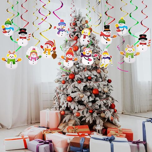 36 Pieces Christmas Hanging Swirl Decorations Snowman Ceiling Hanging Decorations Classroom Winter Hanging Ceiling Decorations for Indoor Outdoor Happy Christmas Holiday Winter Party Decor in Saudi Arabia
