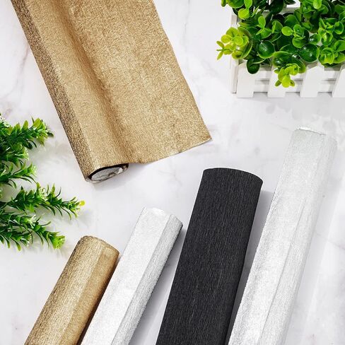 Whaline 6 Pack Graduation Black Gold Silver Crepe Paper Rolls 29.5Ft 3 Colors Party Wide Streamers Crepe Paper Roll Decorative Craft Streamer for DIY Gift Wrapping Paper Crafts Room Wall Decor in Saudi Arabia