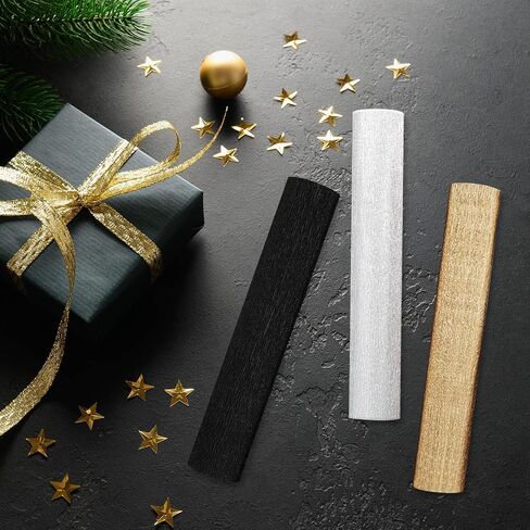 Whaline 6 Pack Graduation Black Gold Silver Crepe Paper Rolls 29.5Ft 3 Colors Party Wide Streamers Crepe Paper Roll Decorative Craft Streamer for DIY Gift Wrapping Paper Crafts Room Wall Decor in Saudi Arabia