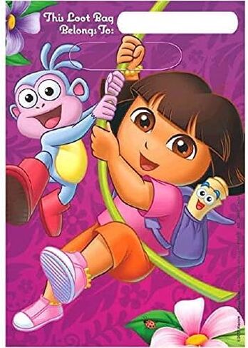 Dora and Friends Birthday Party Supplies Favor Bundle Set includes 8 Loot Bags, 10 Mini Note Books, 8 Sticker Sheets, 20 Tattoos, 8 Glasses in Saudi Arabia