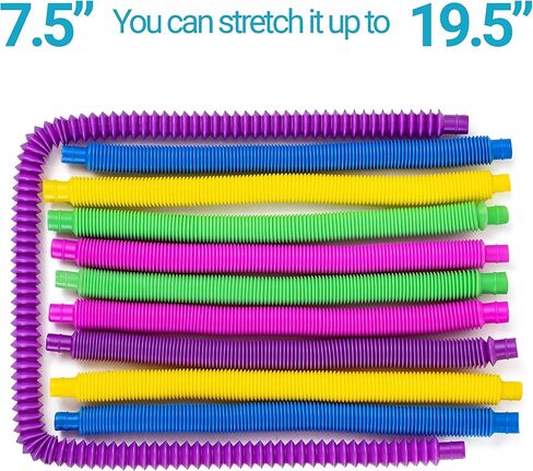 nutty toys 10 pk Pop Tubes Sensory Toys (Mini) Fine Motor Skills & Learning Toddler Toy for Kids Top ADHD & Autism Fidget 2023 Best Preschool Gifts Idea, Unique Boy & Girl Easter Basket Stuffers in Kuwait