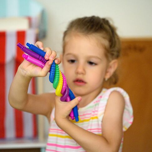 nutty toys 10 pk Pop Tubes Sensory Toys (Mini) Fine Motor Skills & Learning Toddler Toy for Kids Top ADHD & Autism Fidget 2023 Best Preschool Gifts Idea, Unique Boy & Girl Easter Basket Stuffers in Kuwait