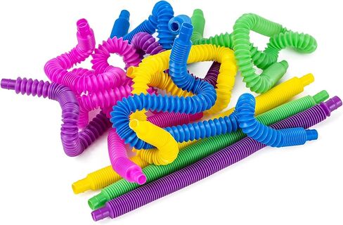 nutty toys 10 pk Pop Tubes Sensory Toys (Mini) Fine Motor Skills & Learning Toddler Toy for Kids Top ADHD & Autism Fidget 2023 Best Preschool Gifts Idea, Unique Boy & Girl Easter Basket Stuffers in Kuwait