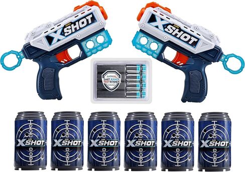 Excel Double Kickback (6 Shooting Targets + 8 Darts) Blaster Combo Pack by ZURU, X-Shot Red Foam Dart Blaster, Toy Blaster, Compact, Toys for Kids, Teens, Adults (Red) in Saudi Arabia